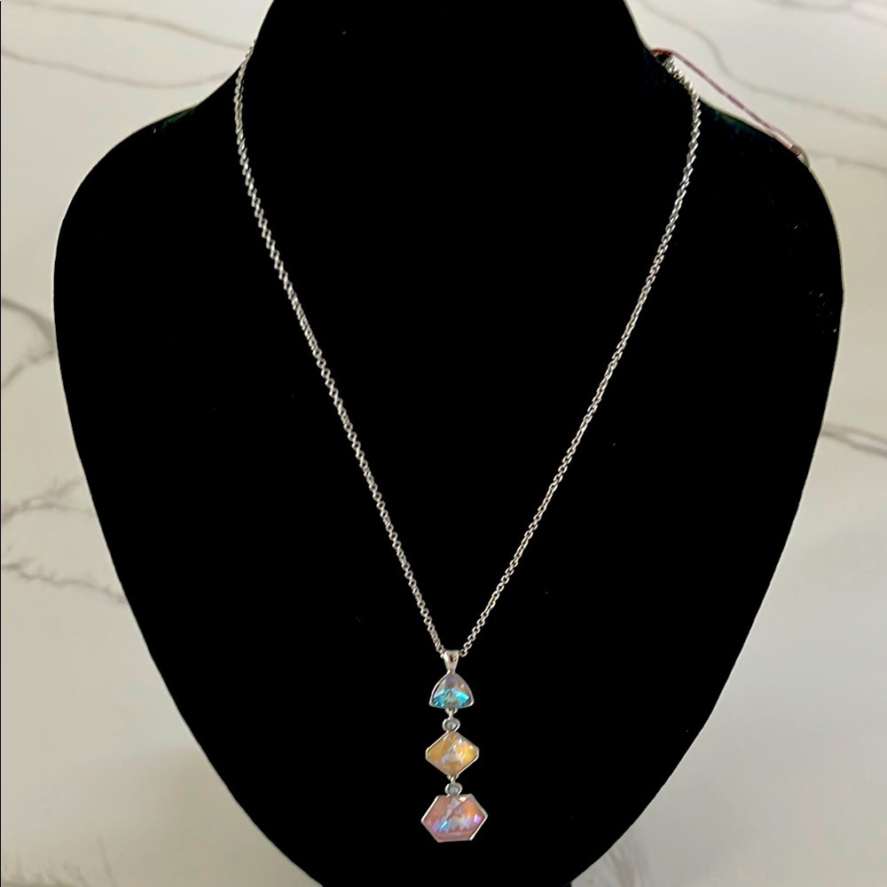 TOUCHSTONE SWAROVSKI CRYSTAL Elegant Silver toned Necklace Multicolor Gemstones